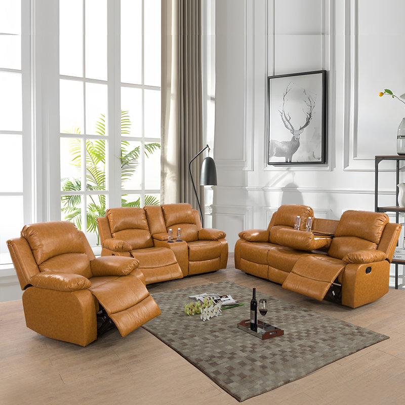 Keayon Faux Leather Recliner, Ginger Faux Leather
