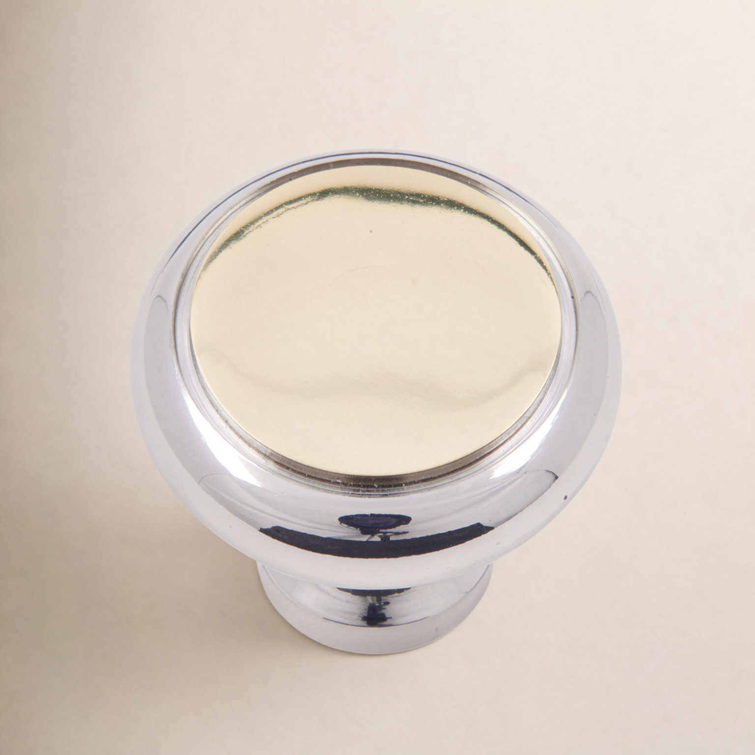 CK Series Two-Tone Cabinet Knob, Polished Chrome/Brass