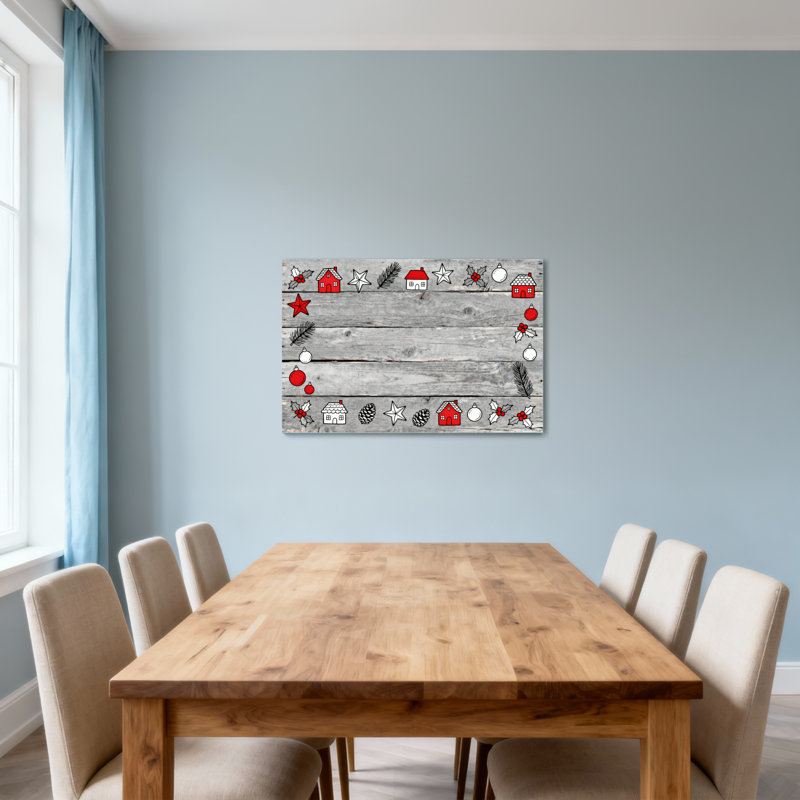 Noël, maisons de Noël, étoiles, ornements, pommes de pin, houx, H 28 po x l 40 po