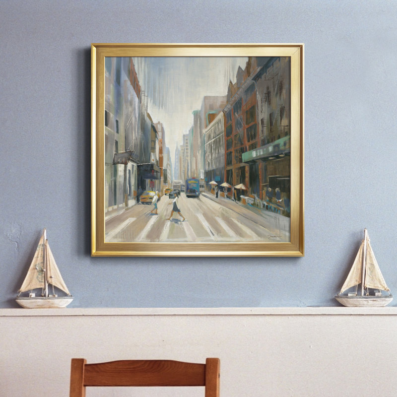City View - Reproduction d'art sur toile encadrée, H 17,5 po x l 17,5 po x P 1,5 po, Noyer