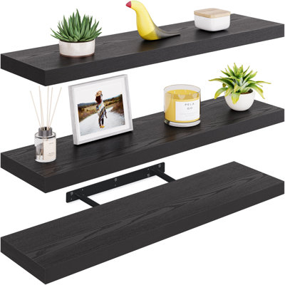 Miami 36" Floating Shelves, Wooden Wall Mounted Shelves, 6 inches Depth, Set of 3