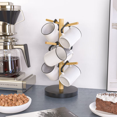Support de tasse à café à base plus épaisse pour comptoir, porte-tasses avec 6 crochets