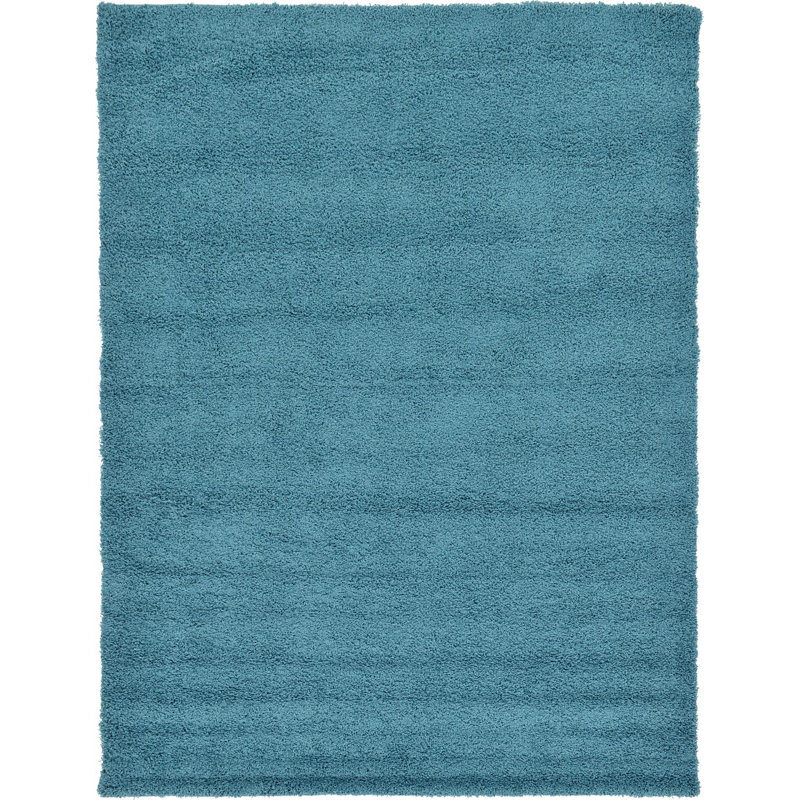 Tapis noir de jais Santoshi, Rectangle 7 pi 10 po x 11 pi, Bleu aqua foncé