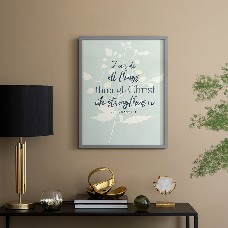 «I Can Do All Things», reproduction encadrée - bois massif, H 30 po x l 24 po, Gris