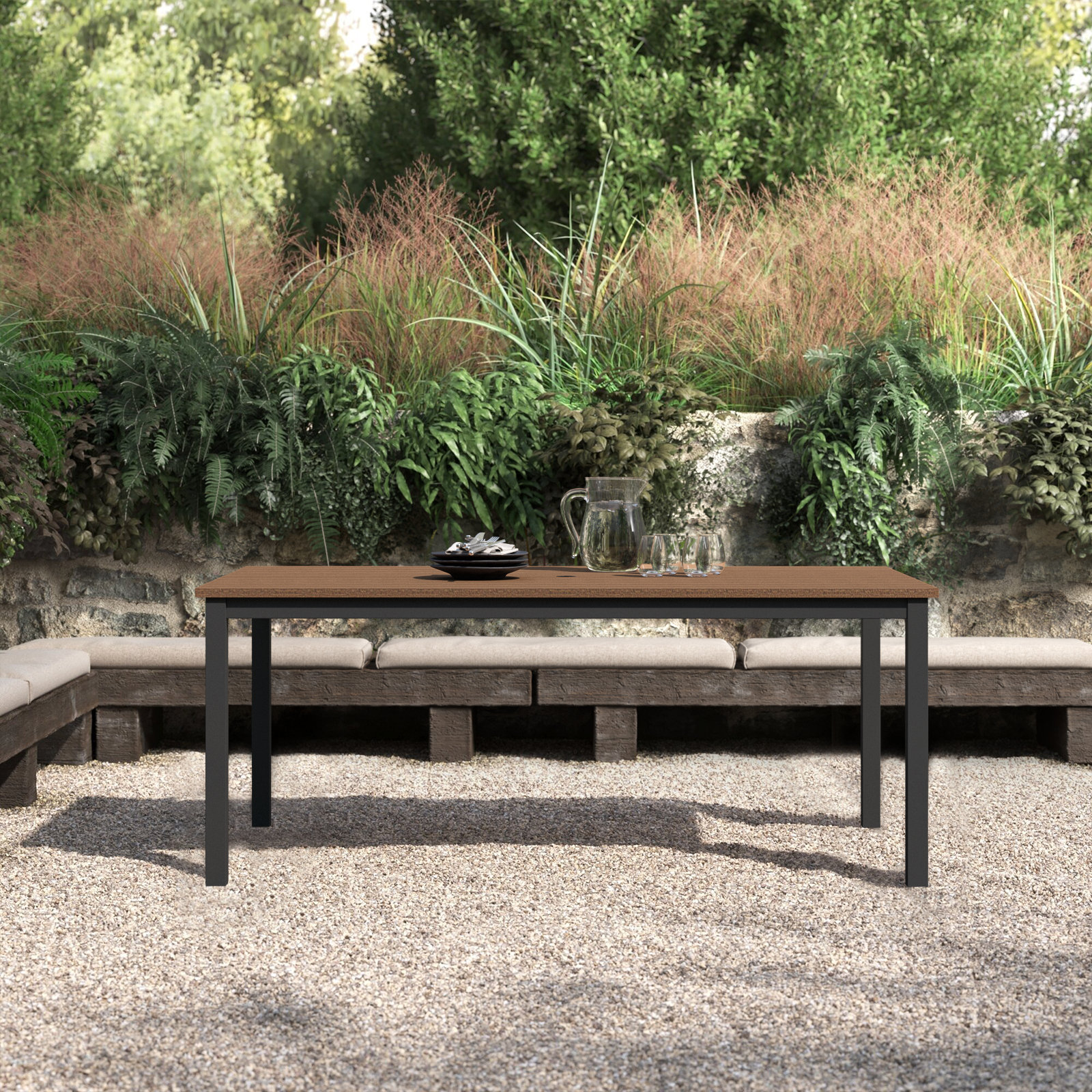Townsend Patio Dining Table, 41" W x 72" L x 29" H, Brown