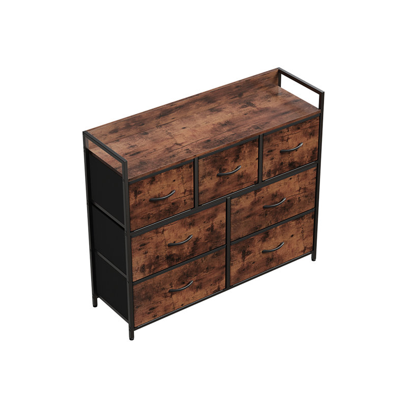 7 Drawer Storage Drawer, Rustic Brown/Black
