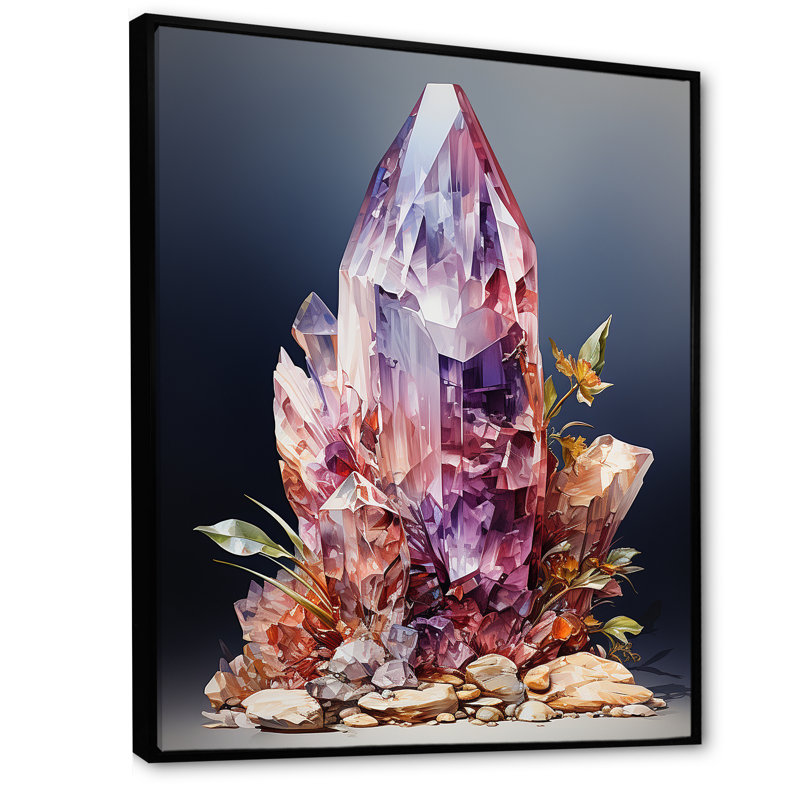 Spiritual Stone Quartz II sur toile, Cadre flottant noir, H 40 po x l 30 po x P 1,5 po
