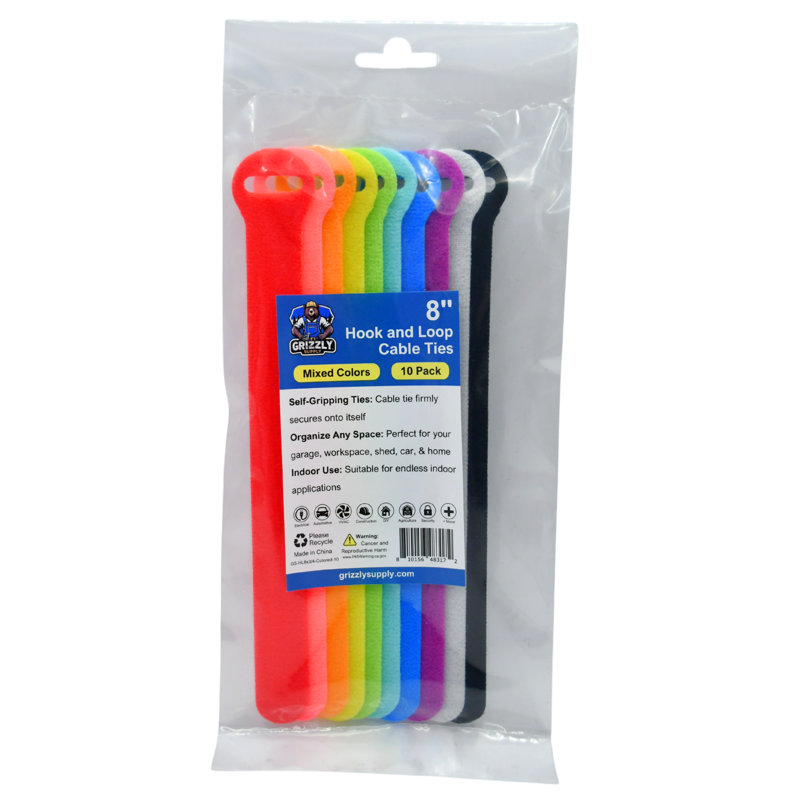 8" Hook and Loop Cable Tie 10/pk