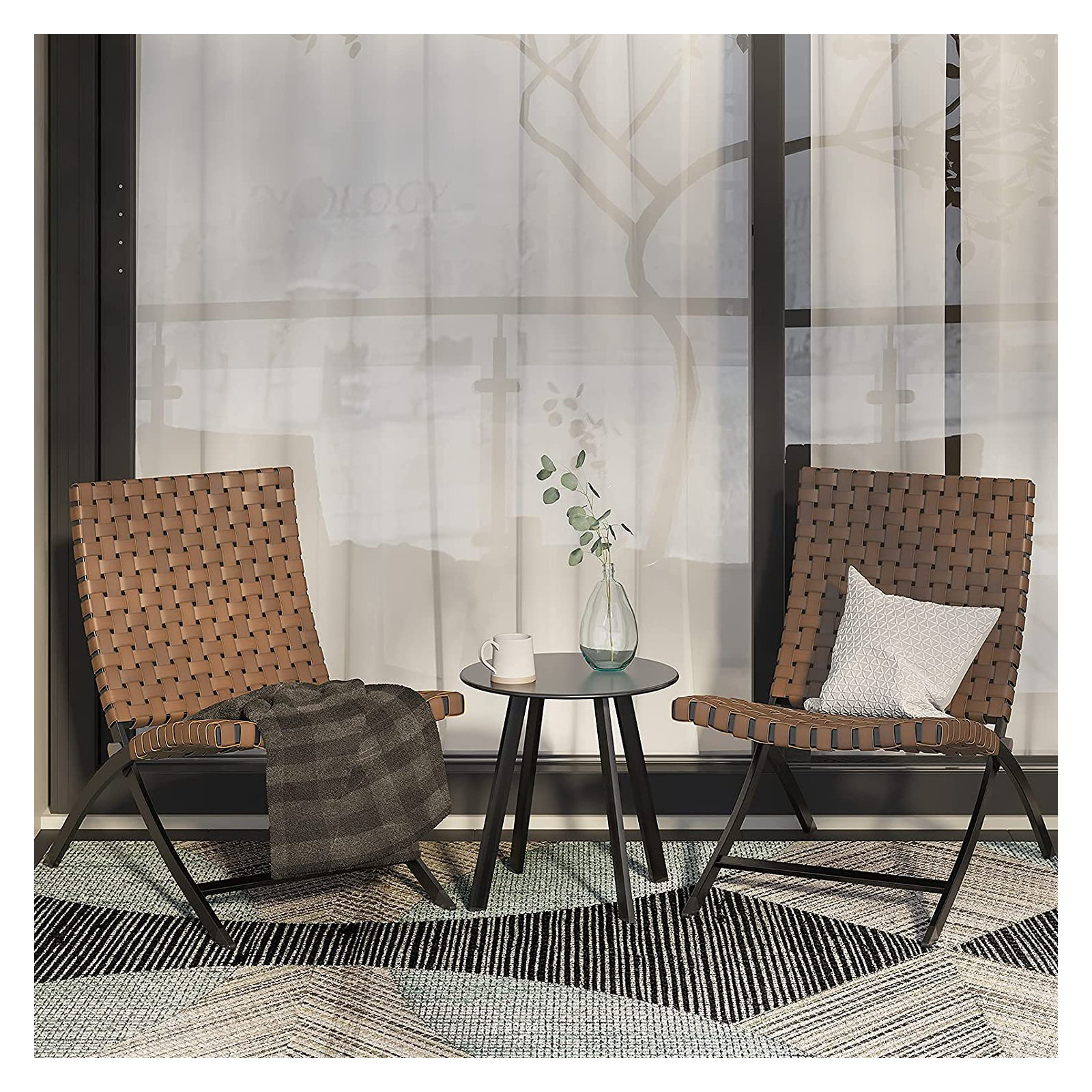Bingham 3-Piece Wicker Outdoor Bistro Set, Light Brown