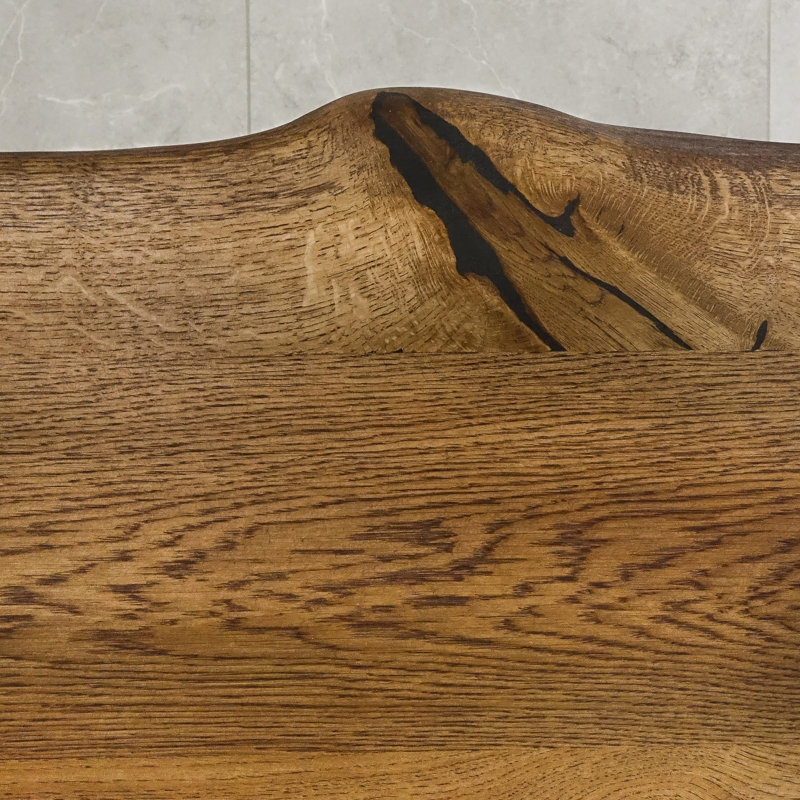 Norman Oak Unfinished Solid Wood Top Metal Base Dining Table, H80 x L120 x W40cm, Brown Oil