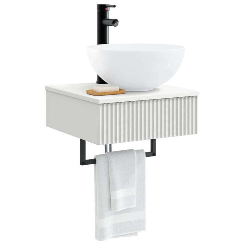 Single Bathroom Vanity with Ceramic Basin, White