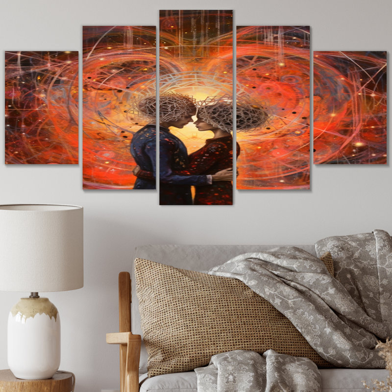 Shockley - Art mural sur toile romantique - 5 panneaux