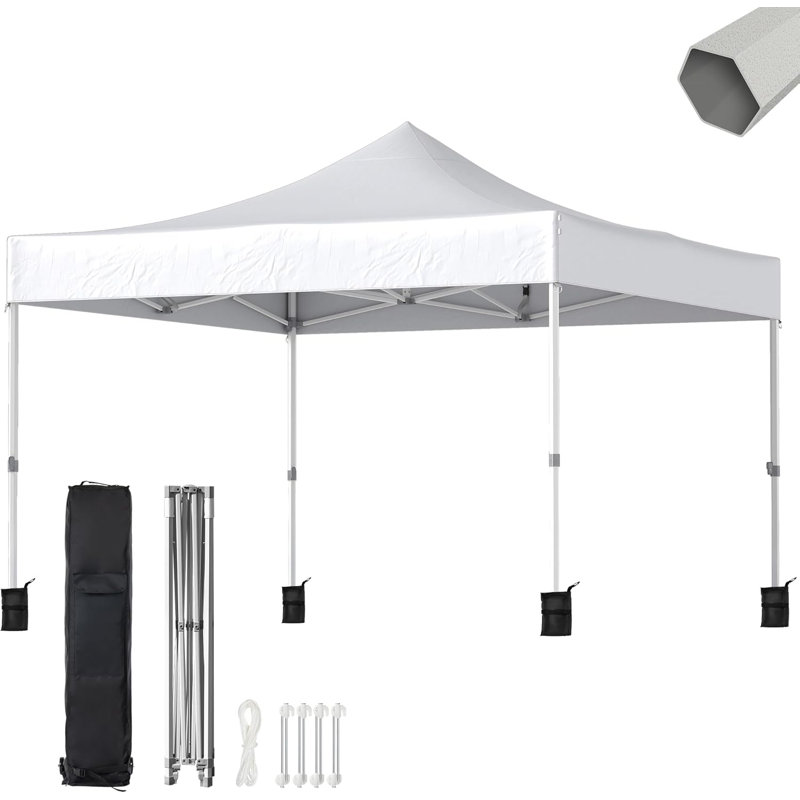 Instant Pop-Up Canopy Tent With Hexagonal Steel Frame, 500D Waterproof Top, Portable Shelter For Outdoor Events, Camping, And Parties