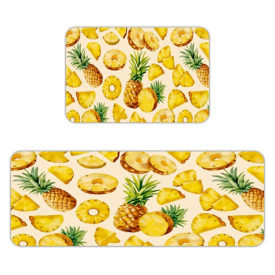 Ensemble de 2 tapis de cuisine Kitchen Coffee Bar Pineapple