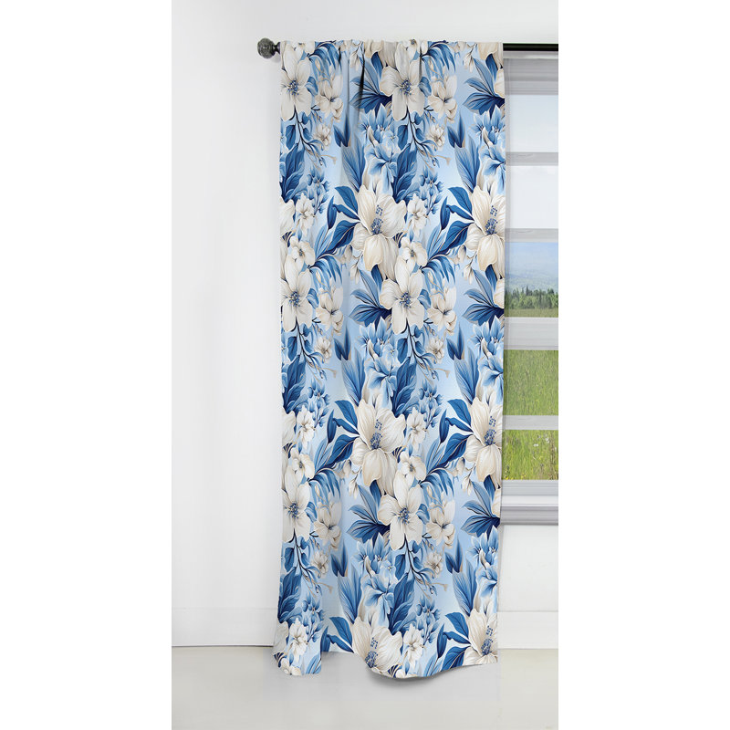 Motif tropical azur Oasis II - rideau floral - rideau occultant floral - 1 panneau, L 52 po x L 63 po