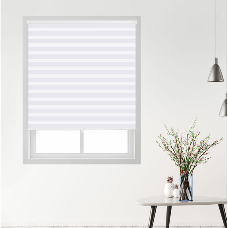 Store à enroulement semi-transparent sans cordon, Blanc, L 33 po x L 72 po