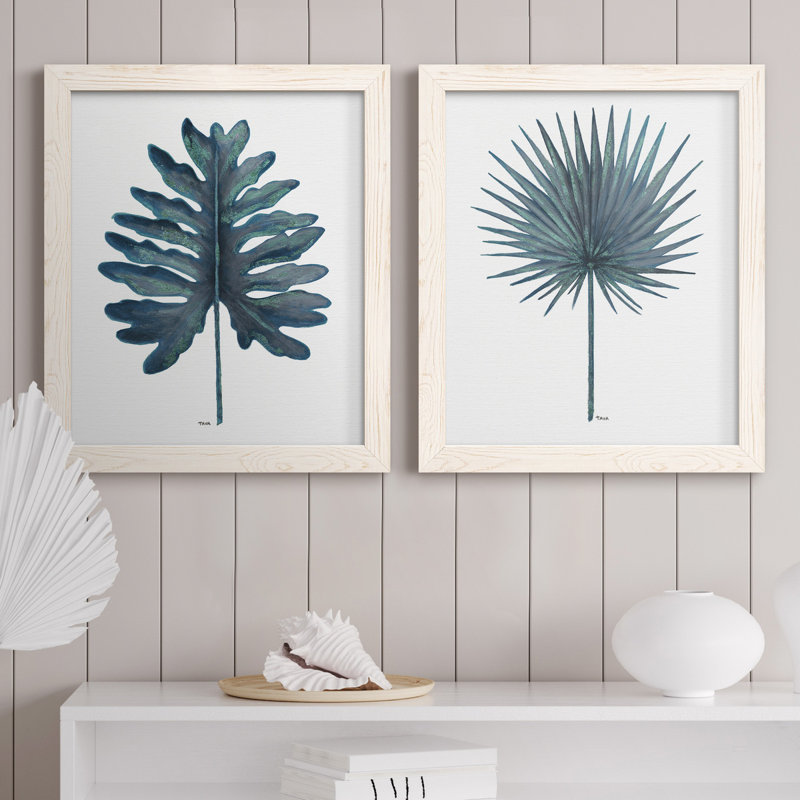 «Blue Oasis I», ensemble de 2 reproductions d'art, H 20 po x l 17 po x P 1 po, Pas de tapis, Toile blanche encadrée