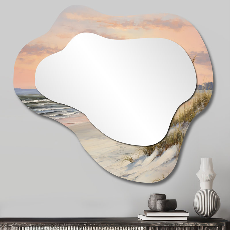 Grand miroir mural asymétrique nautique Beach Pastel, 25 po x 28 po