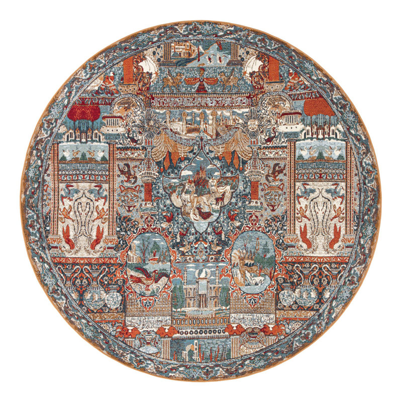 Indoor/Outdoor Traditional Area Rug, Round 7'10"