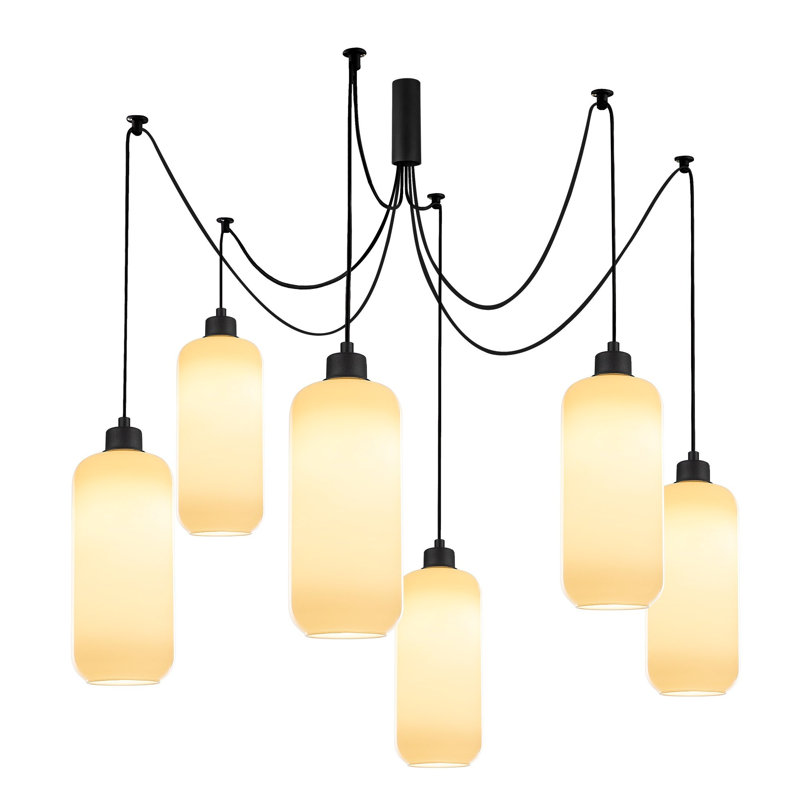 Luminaire suspendu cylindrique à 6 lumières Jak, Noir