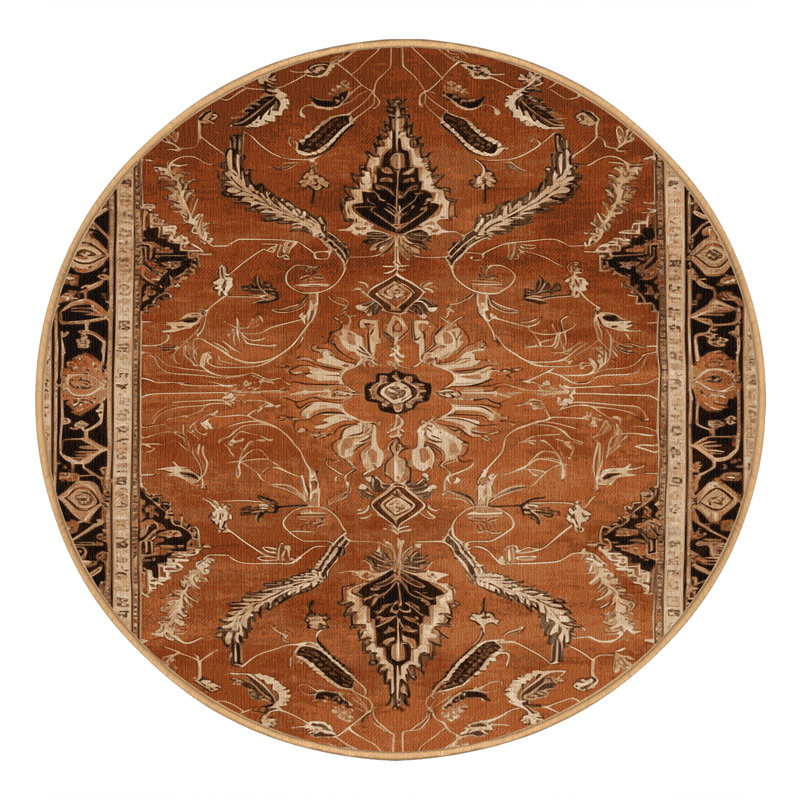 Tapis brun lavable à la machine, Rond 3 pi