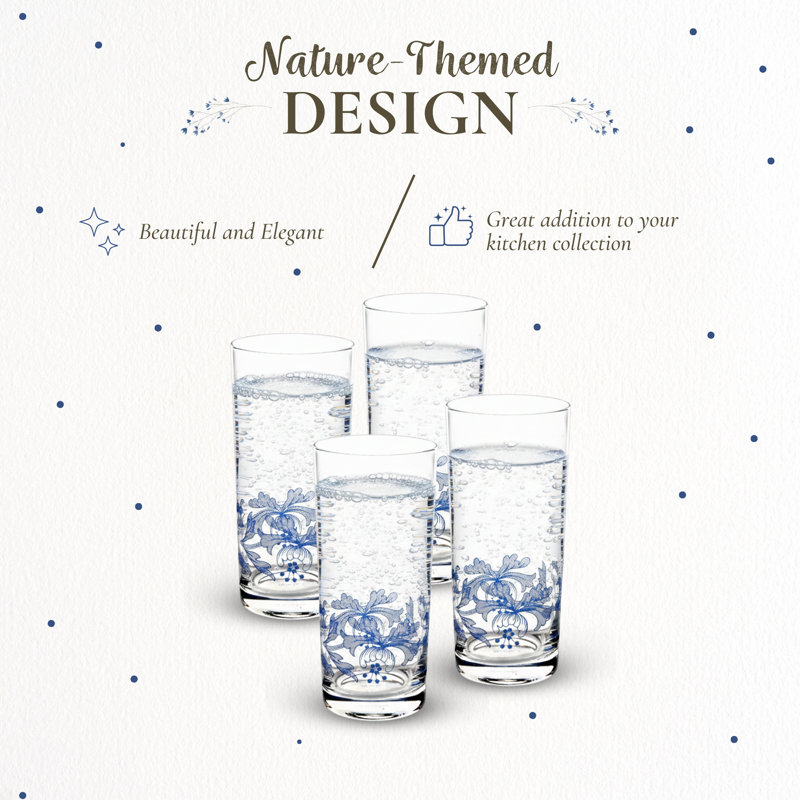 Spode Blue Italian Highball Glasses 15 Oz