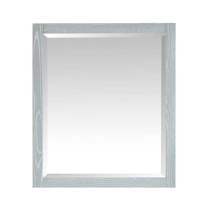 Anjelita Wood Rectangle Wall Mirror, 32" H x 28" W, Sea Salt Gray