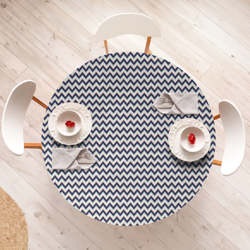 Union Rustic Zig Zag Fitted Round Tablecloth Multicolor, 47.24" Round
