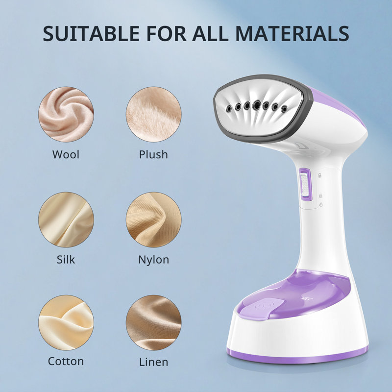 Cuiseur à vapeur portatif 1200 W pliable: réchauffeur rapide, arrêt automatique, fer à repasser à vapeur et éliminateur de plis avec brosse