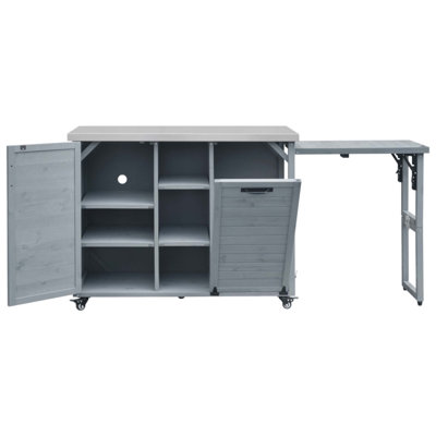 Îlot de cuisine 78,3 pouces avec table de barbecue pliable, plateau en acier inoxydable et grand espace de rangement pour la terrasse et le jardin