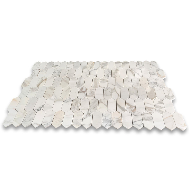 Calacatta 12" x 9" Marble Mosaic Tile, LIght Gray