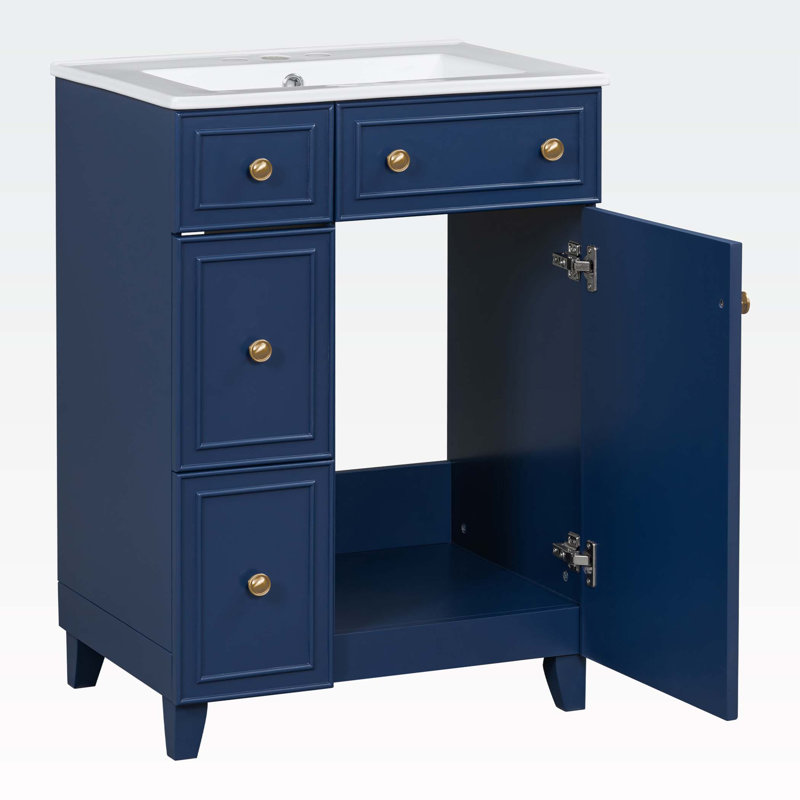 Armoire de salle de bain autoportante Stillas, Bleu