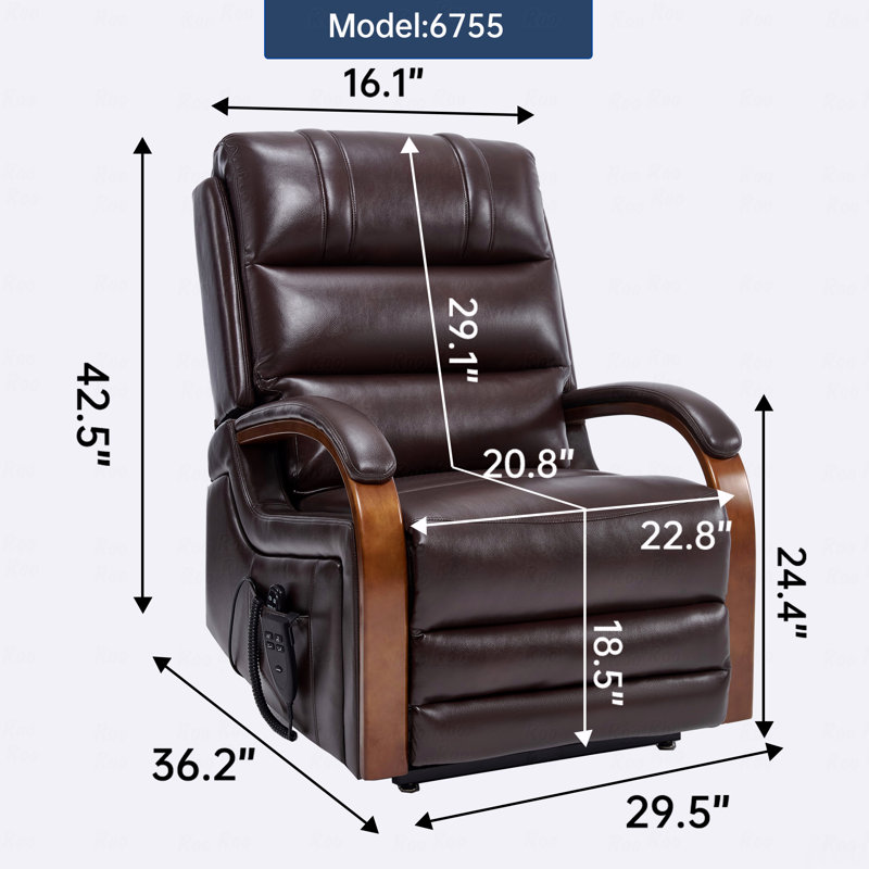 Fauteuil inclinable électrique Powerair Leatherair, Marron foncé