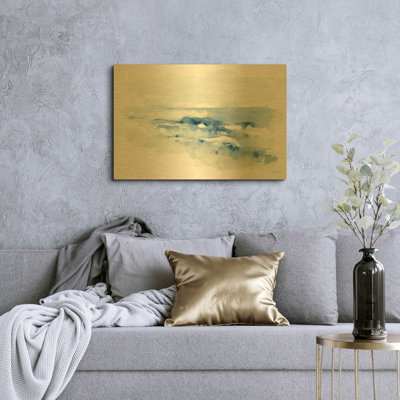 «Shoreline Blues II» par Katrina Pete, art mural en métal doré, 36 po x 24 po