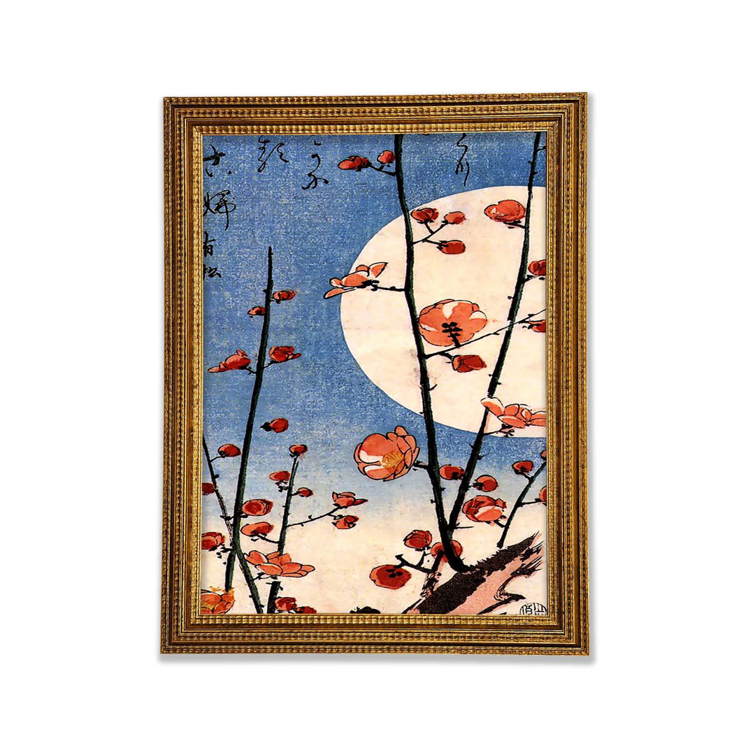 Hiroshige Blühender Pflaumenbaum mit Vollmond - Druck