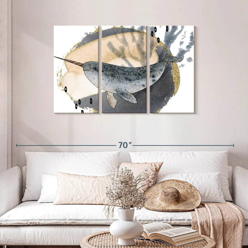 Brampt Boho Style Narwhal, 28" H x 45" W