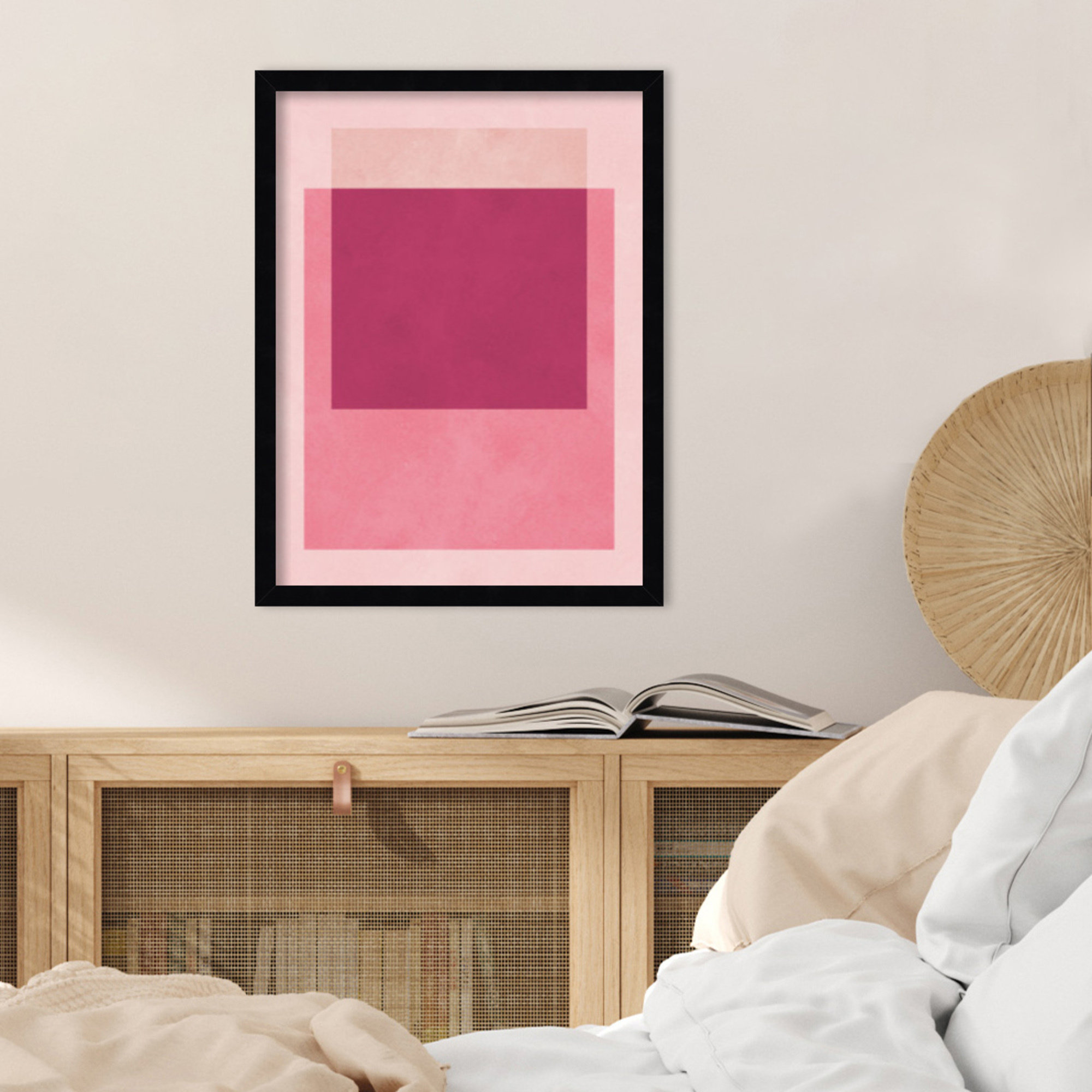 Overlapping geometry 12 by Norvin Wood Framed Wall Art Print, 21" H x 16" W, Black