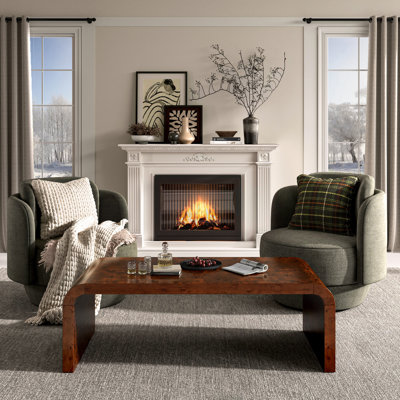 Kievie 48" W Burl Wood Coffee Table – Handcrafted Elegance with Sleek Curves