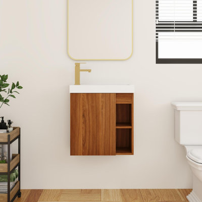 Detjona 20'' Single Floating Bathroom Vanity with Resin Top