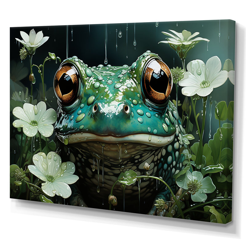 Joli portrait de grenouille à l'étang I, Toile tendue, H 24 po x l 32 po x P 1 po