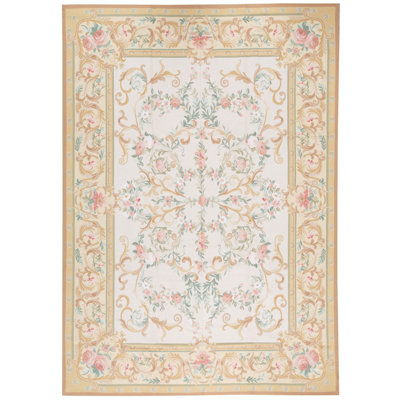 Hand-Knotted High-Quality Beige and Yellow Area Rug