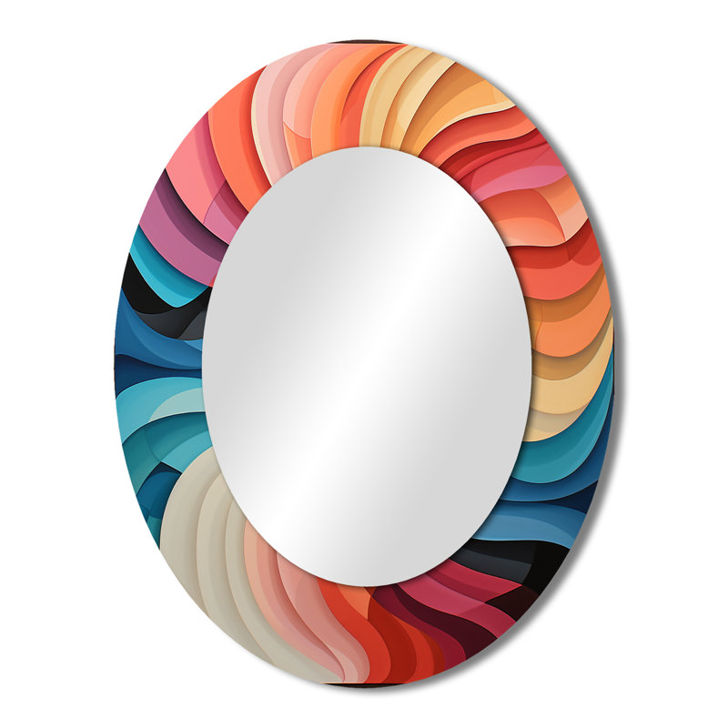 Opt Art Chromatic Elixir VIII - Modern Oval Wall Mirror, 43" x 33"