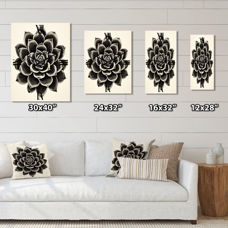 Minimal succulent en noir III - horloge murale succulente, Petit