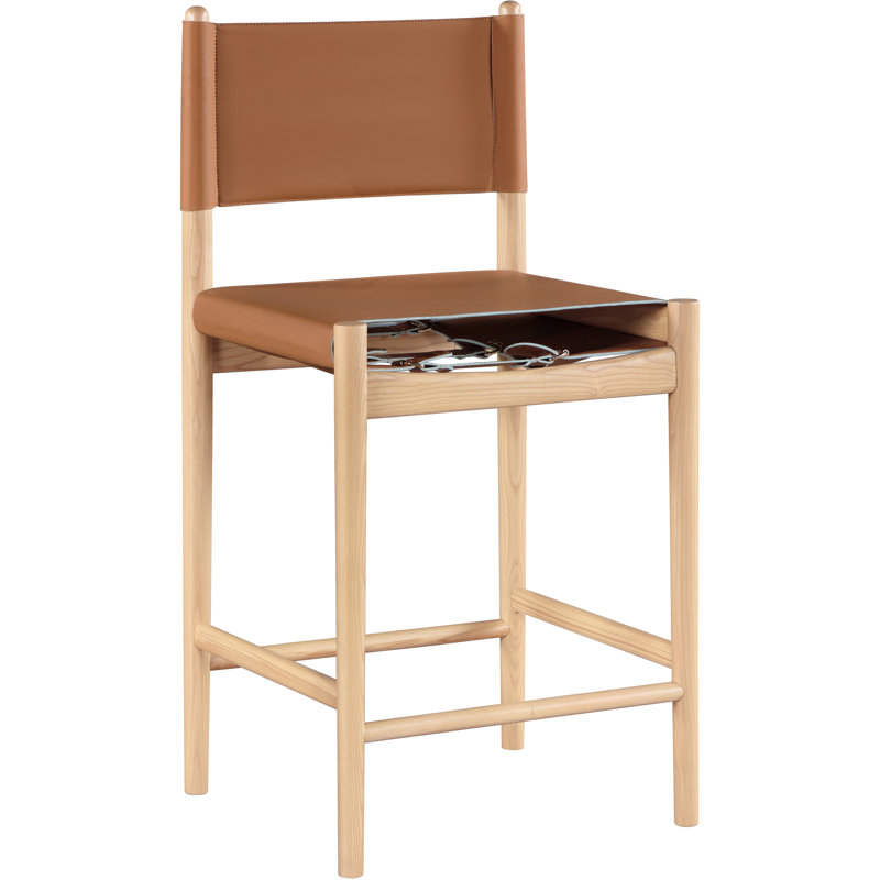 Tabouret de bar Rawlins, Cuir cognac végétalien, Naturel
