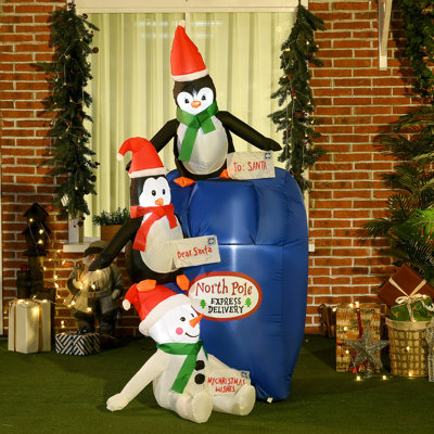 Décorations de Noël gonflables de 6 pi avec pingouins, bonhomme de neige et lumières DEL pour les fêtes festives