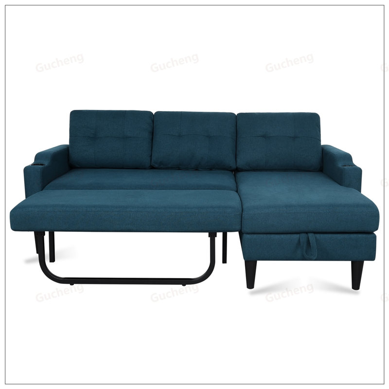 Canapé confortable en coton PP avec rangement intégré spacieux et connecteurs en métal durables pour le salon, Bleu