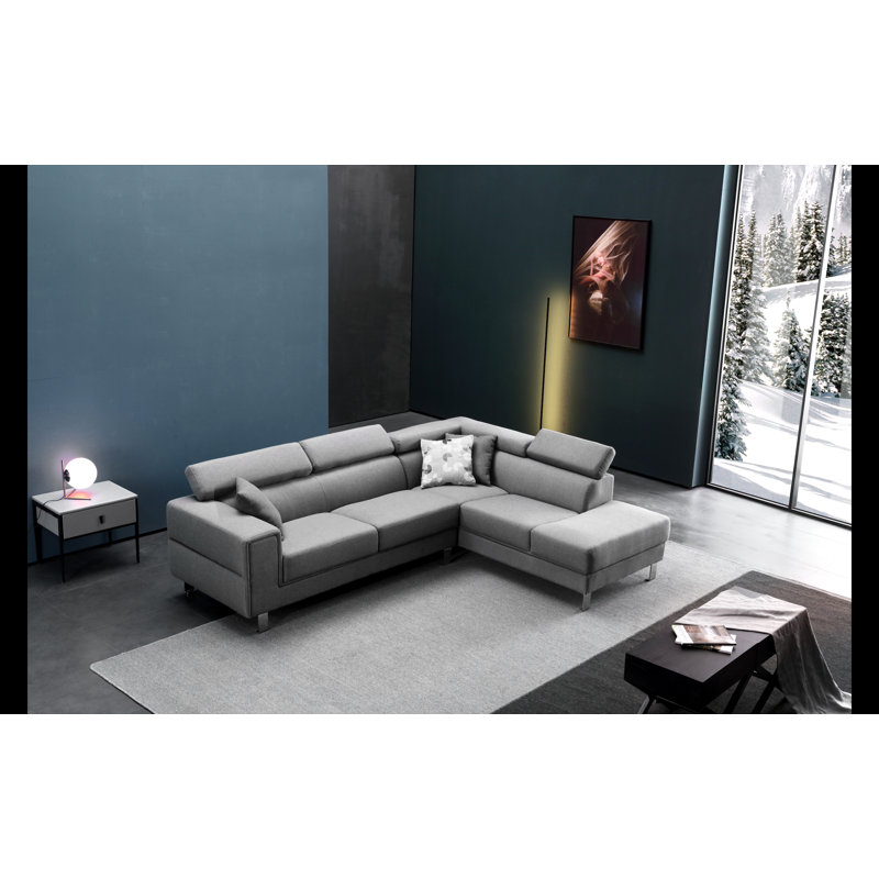 Canapé modulaire Derya, Gris clair, Orienté à droite (vu de face)