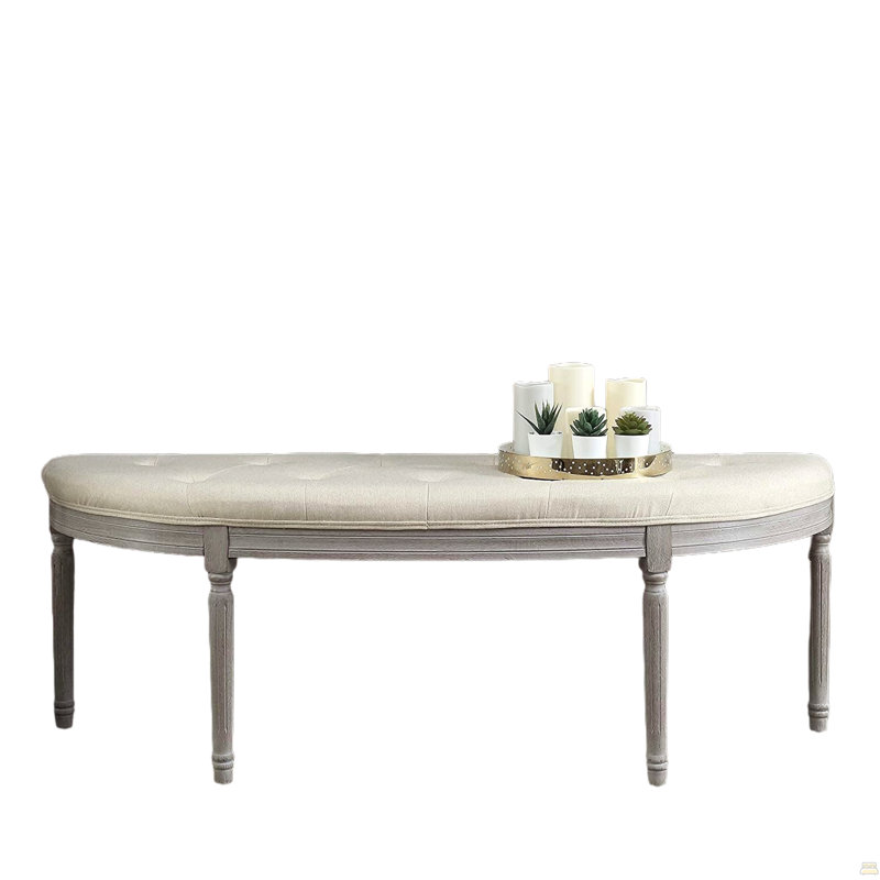 Banc rembourré capitonné beige clair Coastal