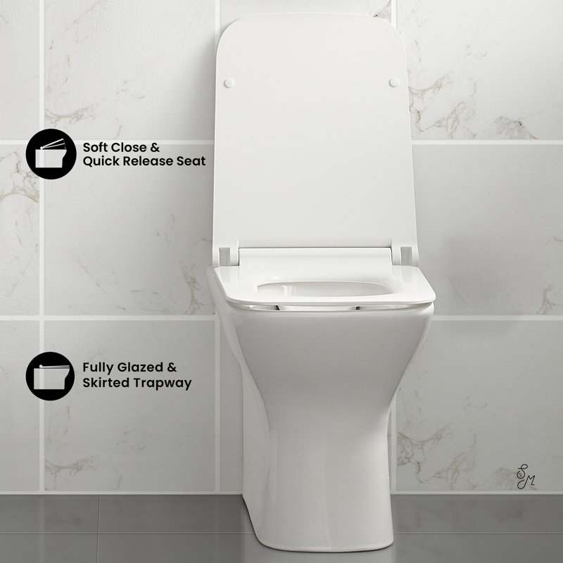 Carre Back-To-Wall Square Toilet Bowl, Glossy White