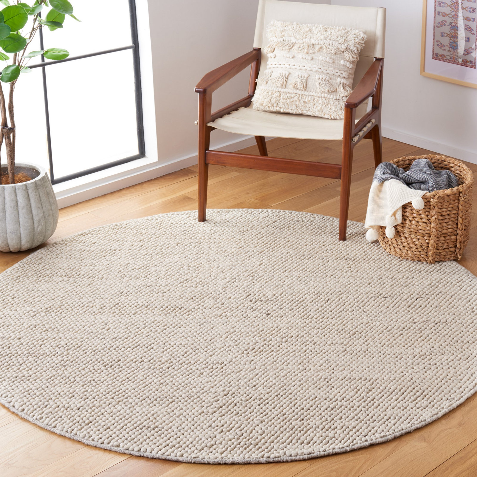 Danie Gray Ivory Hand-Woven Rug, Round 8'